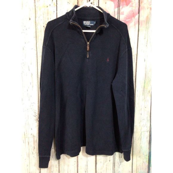 Ralph Lauren 90’s 1/4 Zip Sweater Sweatshirt Size XL Navy 🌴 - Picture 6 of 13